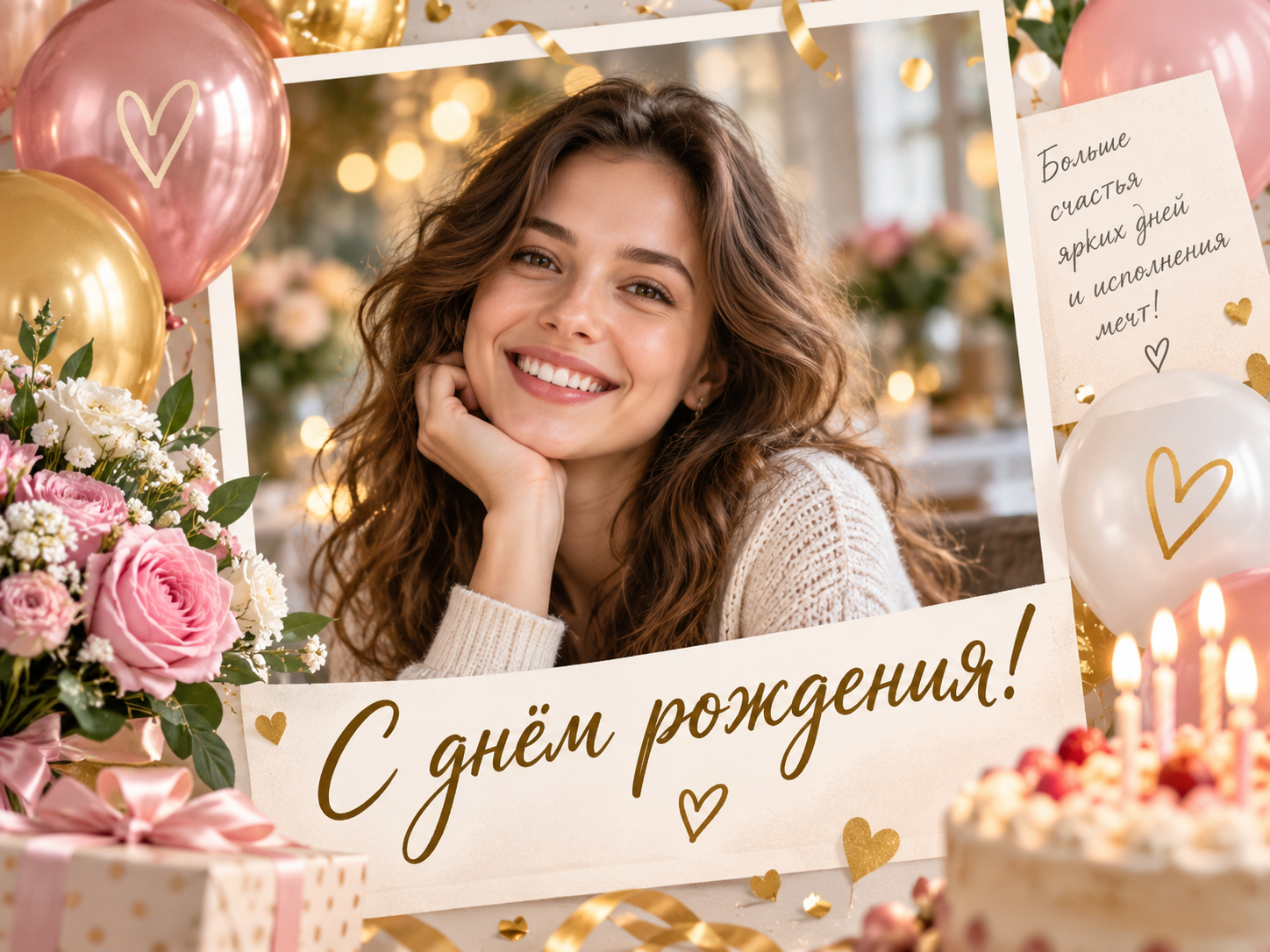 Открытка с днем рождения по фото